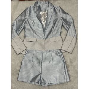 Women's Two-Piece Suit Ladies Single Button Slim short Women Blazer Suits 0/2